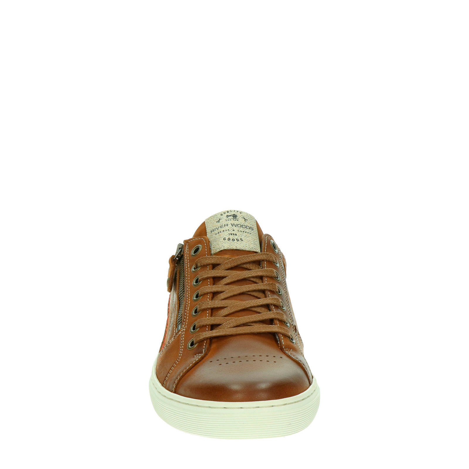 River Woods Boxy leren sneakers cognac | wehkamp
