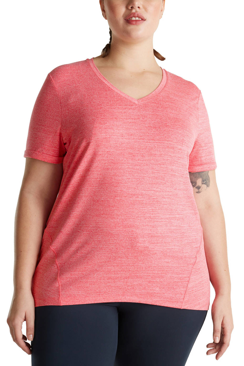 ESPRIT Women Sports Plus Size sport Tshirt koraalrood wehkamp