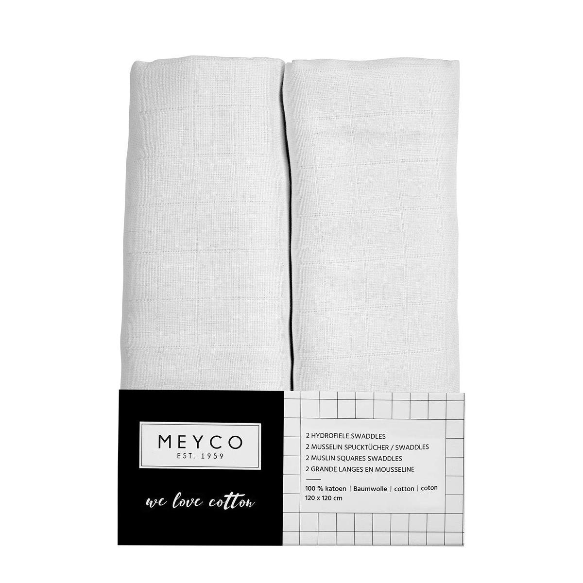 Meyco hydrofiele swaddle set van 2 wit wehkamp