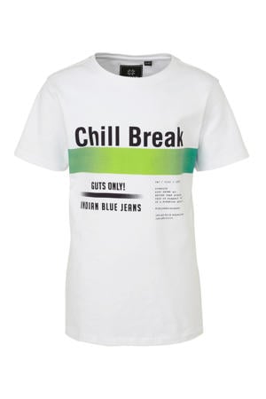 T-shirt met tekst wit/zwart/groen