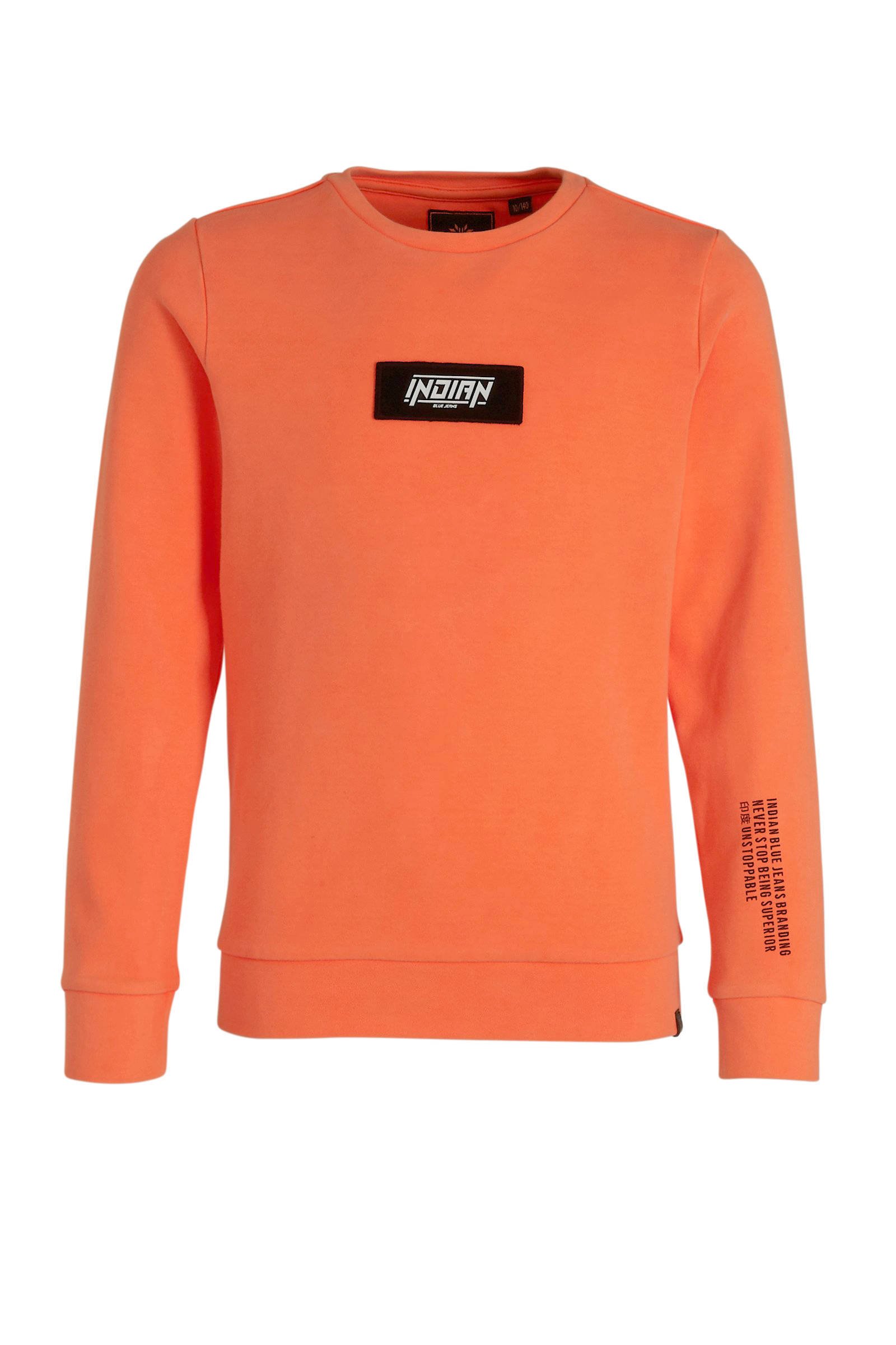Indian Blue Jeans sweater met logo oranje | wehkamp Indian Blue Jeans sweater met logo oranje | wehkamp