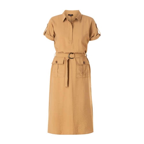 Yesta jurk met ceintuur beige Yesta jurk met ceintuur beige