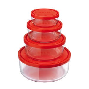 Frigoverre Vershoudbakjes Frigoverre - Glas - Rood 4-Delig