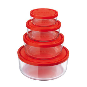 Frigoverre Vershoudbakjes Frigoverre - Glas - Rood 4-Delig