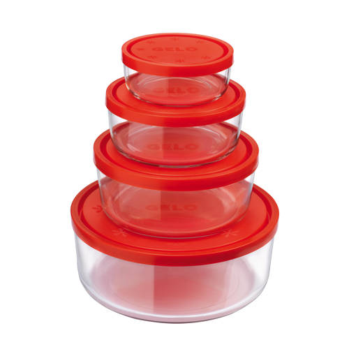 Bormioli Rocco Frigoverre Vershoudbakjes Frigoverre - Glas - Rood 4-Delig afbeelding