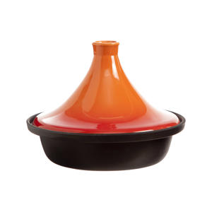 Tajine Inductie - Zwart / Oranje - ø 25 cm - zonder anti-aanbaklaag  - geschikt voor alle warmtebronnen