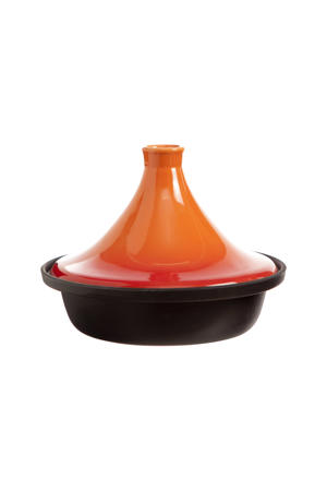 Tajine Inductie - Zwart / Oranje - ø 25 cm - zonder anti-aanbaklaag  - geschikt voor alle warmtebronnen