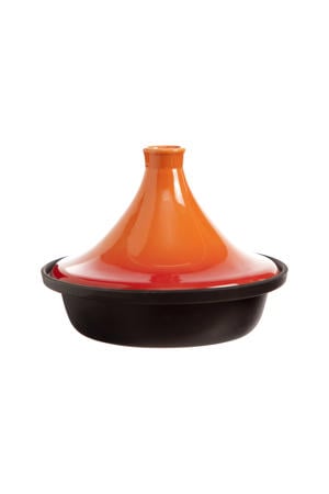Tajine Inductie - Zwart / Oranje - ø 25 cm - zonder anti-aanbaklaag - geschikt voor alle warmtebronnen