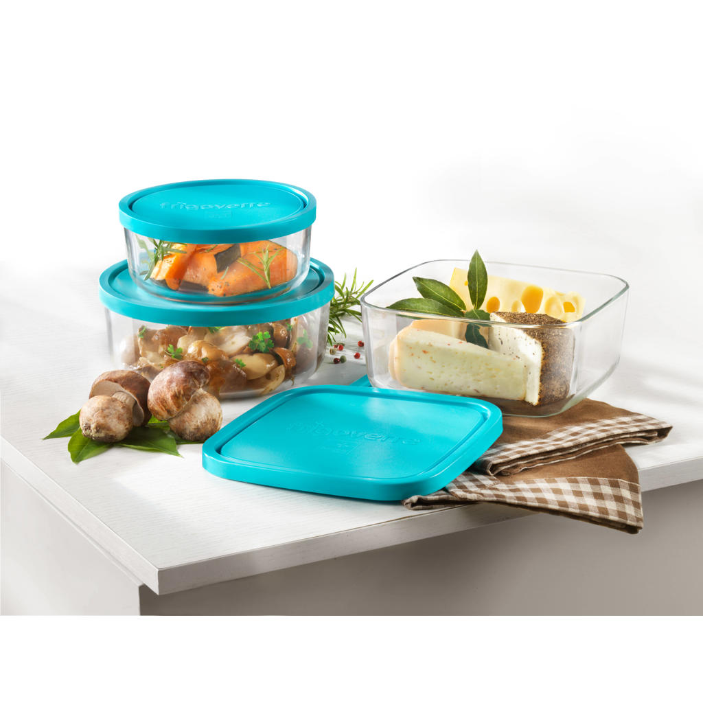 Bormioli Rocco Frigoverre Vershoudbakjes Frigoverre - Glas - Blauw 5 Delig Blauw 8004360039078