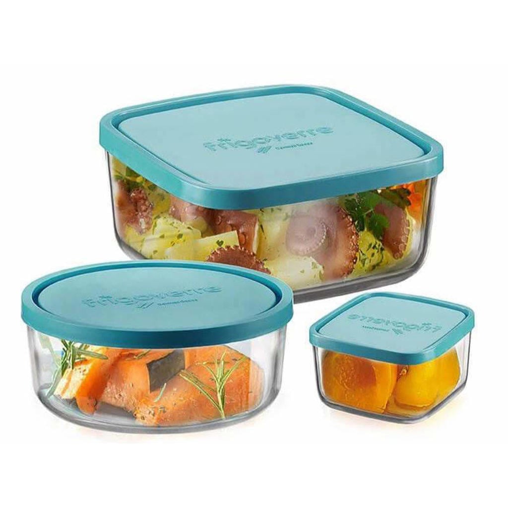 Bormioli Rocco Frigoverre Glazen Vershoudbakjes Frigoverre - Blauw 3 Stuks