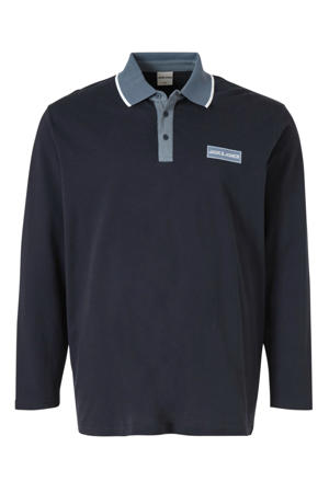regular fit polo met logo donkerblauw/grijs/wit