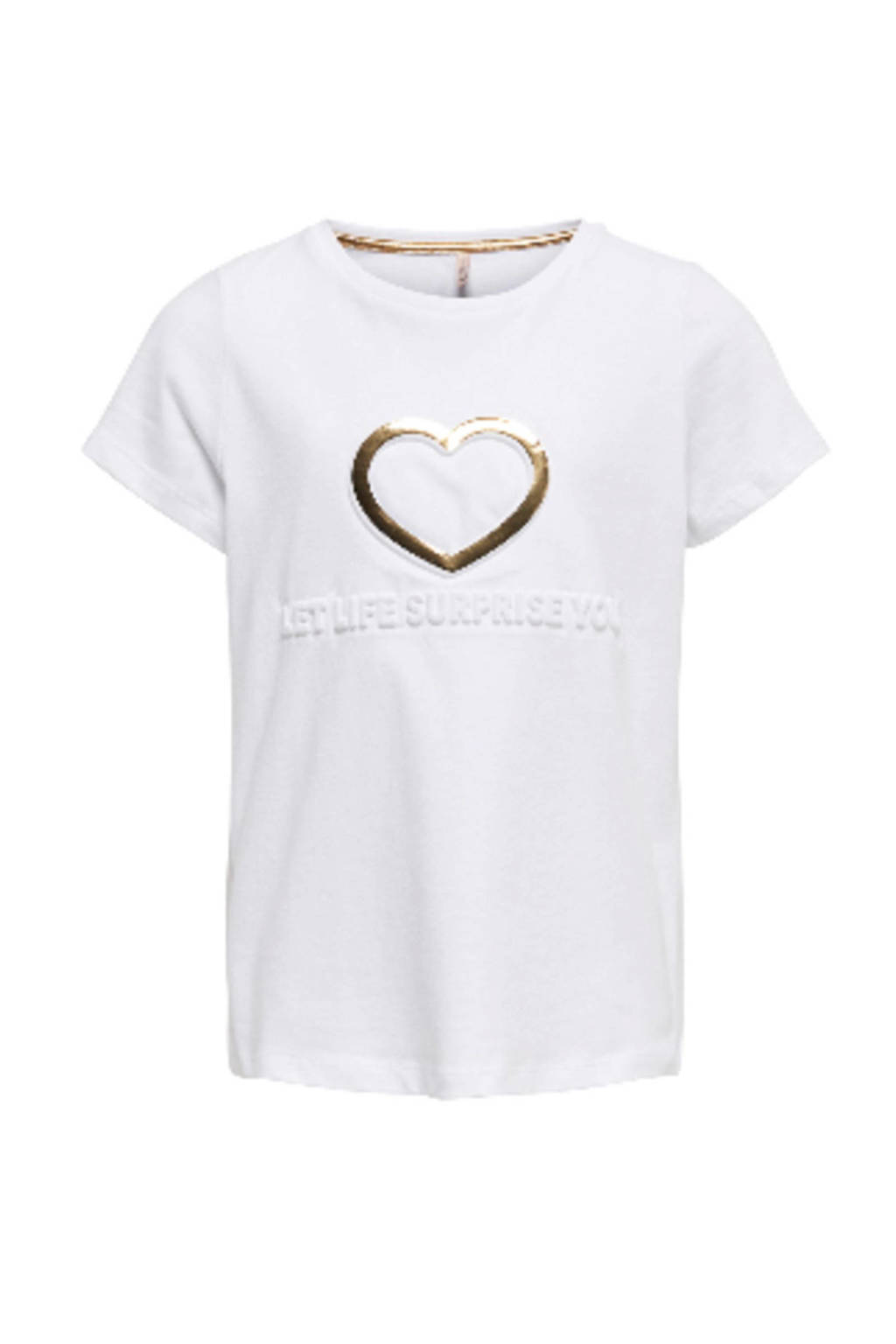 ONLY T-shirt Suvi met tekst wit/goud | wehkamp
