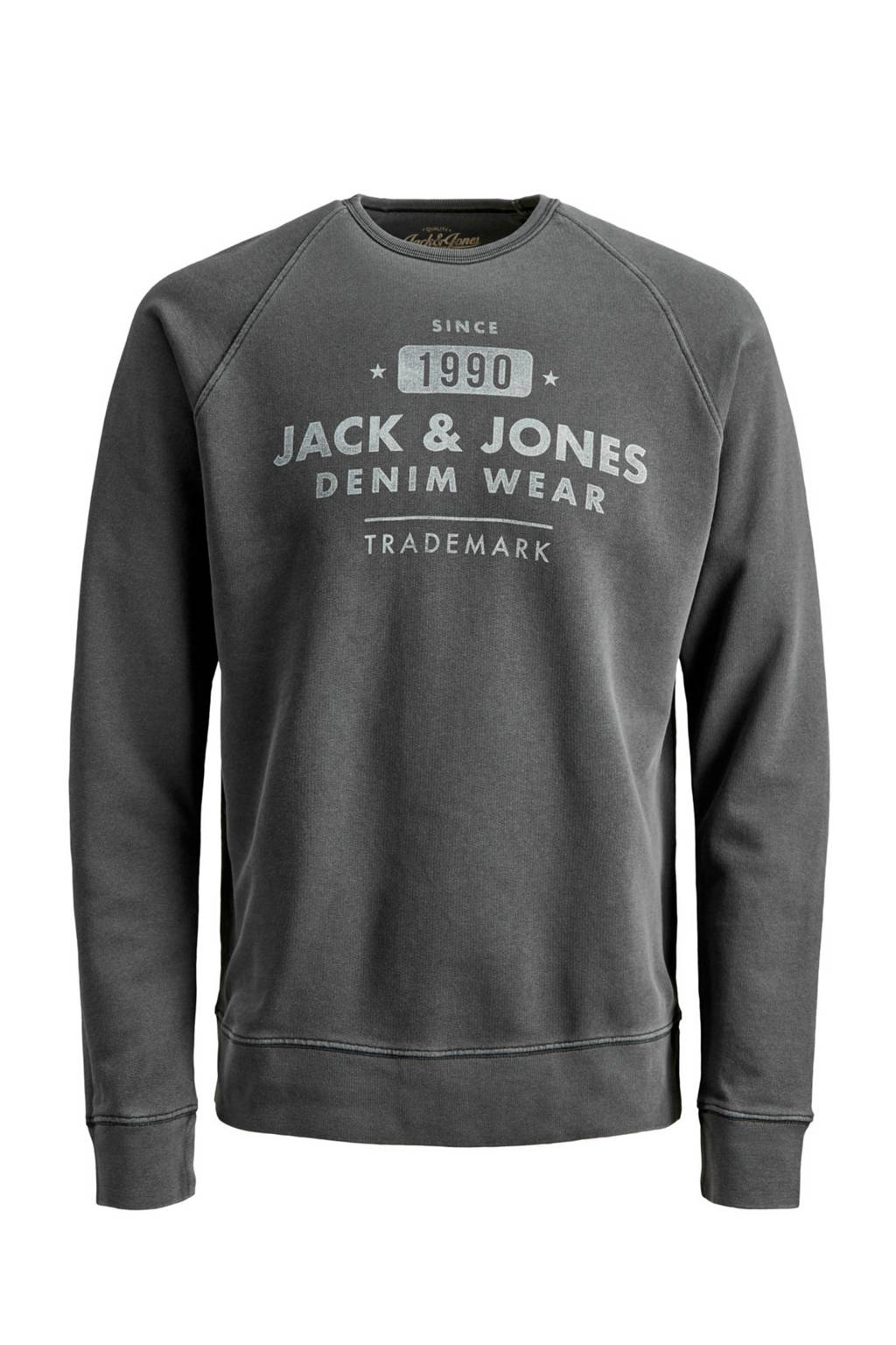 JACK & JONES ESSENTIALS sweater met logo zwart, Zwart