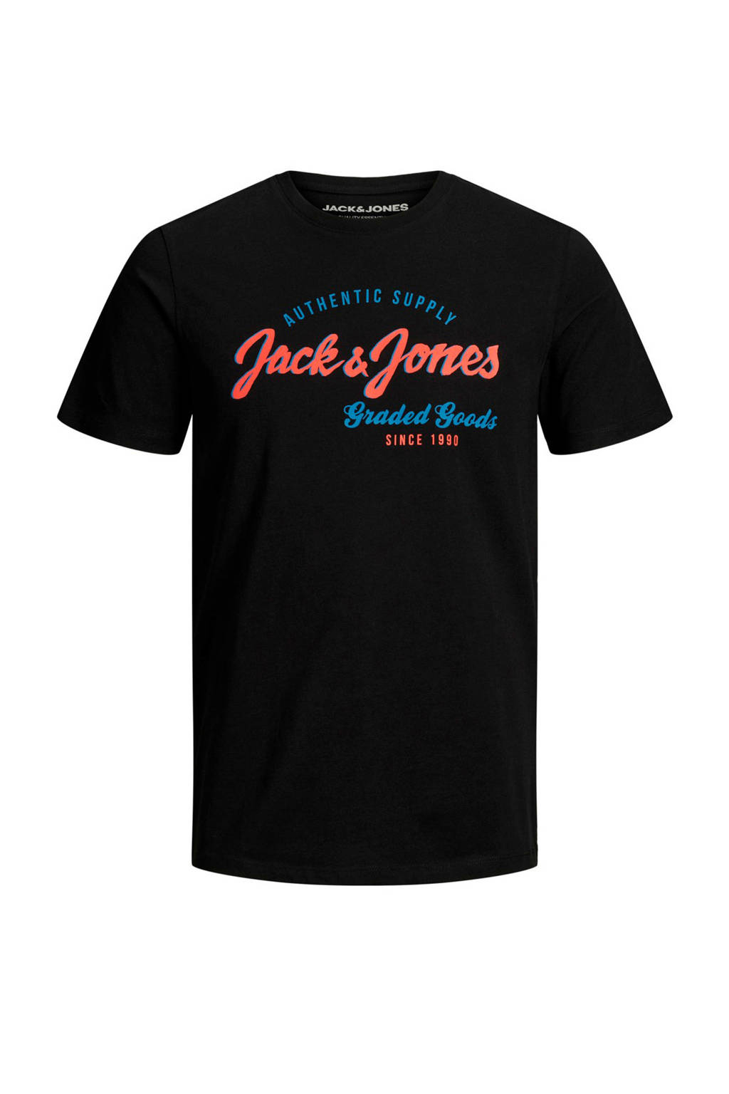 JACK & JONES ESSENTIALS T-shirt met printopdruk zwart, Zwart