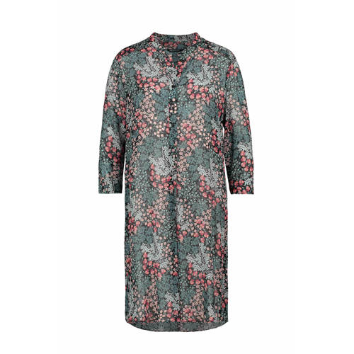 Expresso semi transparante blousejurk met all over print groen roze Expresso semi transparante blousejurk met all over print groen roze