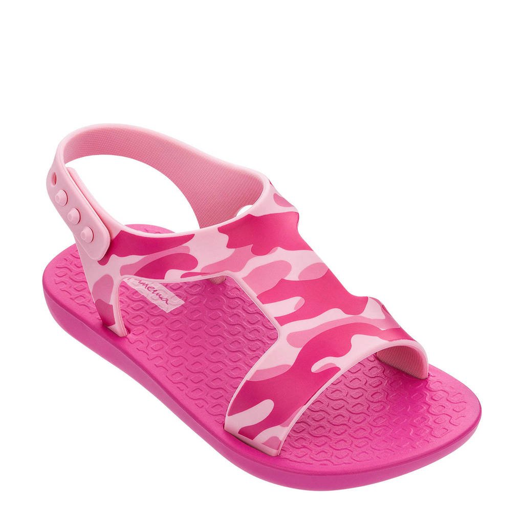 Roze meisjes Ipanema Dreams Baby sandalen van rubber met druksluiting en camouflageprint