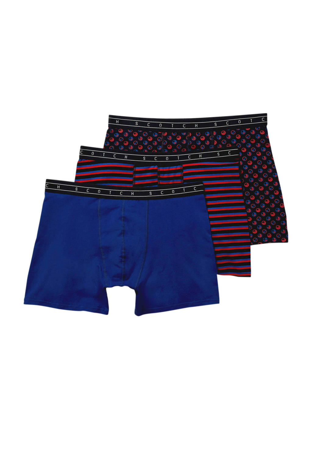 Scotch & Soda boxershort (set van 3), Blauw/rood/zwart