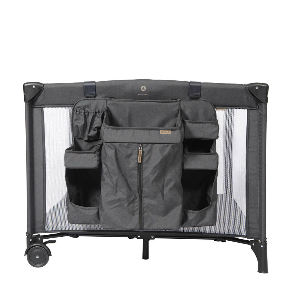 Topmark organizer voor box en logeerbed zwart, Zwart