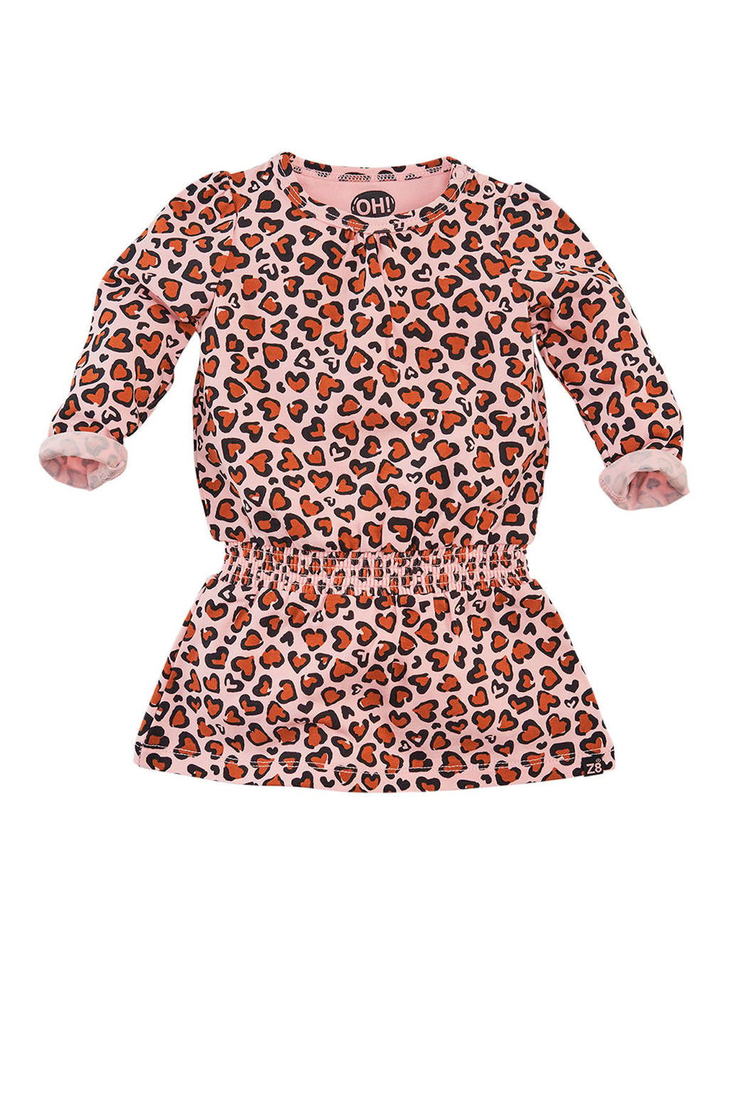 volume Montgomery mezelf Z8 newborn baby jurk Riga met panterprint lichtroze/zwart/oranje | wehkamp