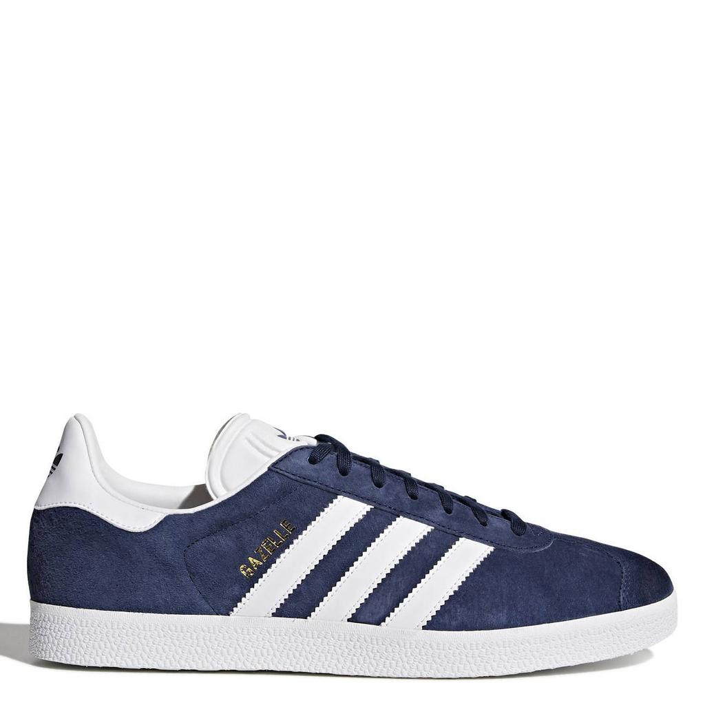 Donkerblauw en witte unisex adidas Originals Gazelle sneakers van suede/voering: mesh/voetbed: ortholite met veters
