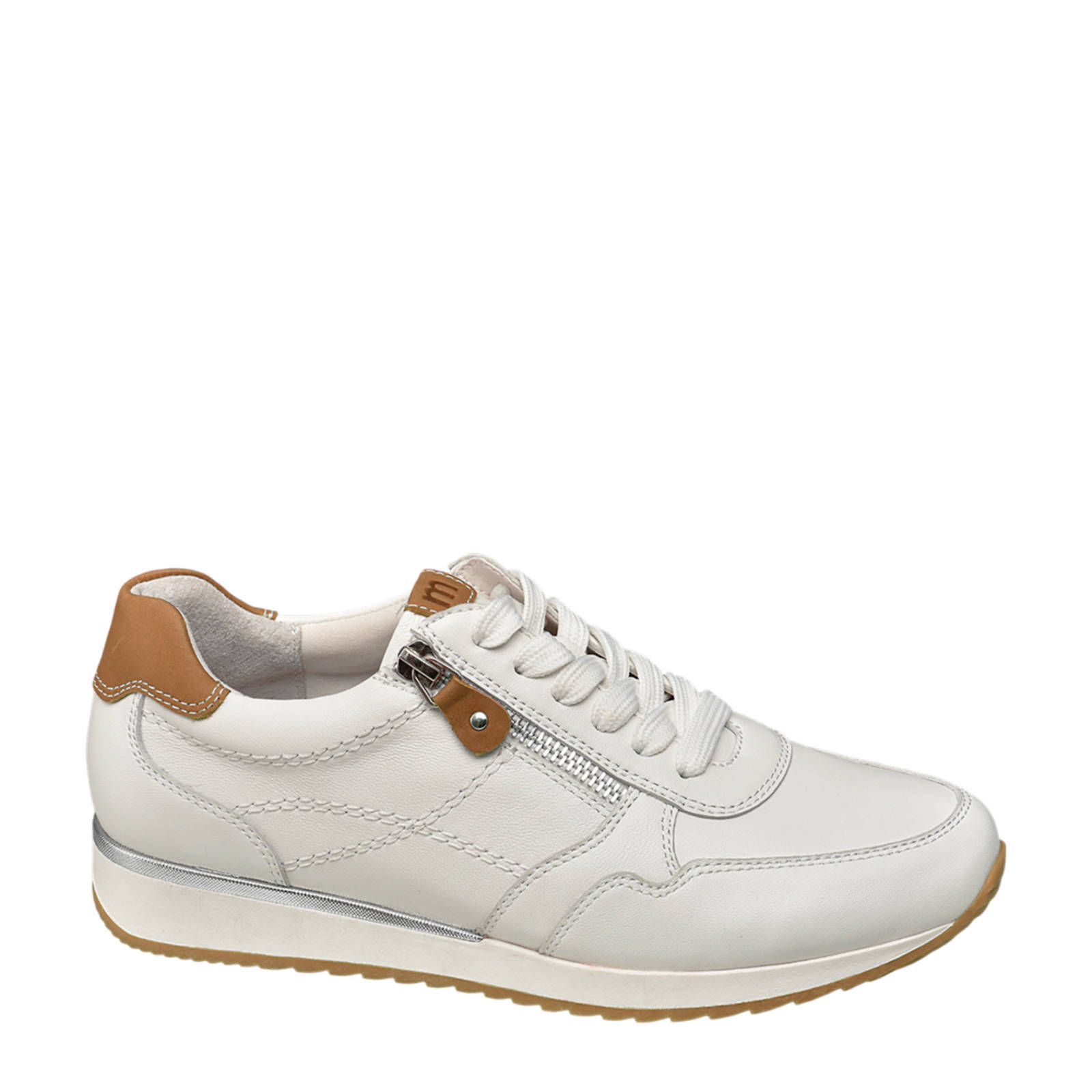 Medicus Dames Witte leren sneaker sierrits - Schoenen.nl