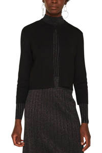 Zwarte dames ESPRIT Women Collection vest ecovero bolero van modal met lange mouwen, ronde hals en haaksluiting