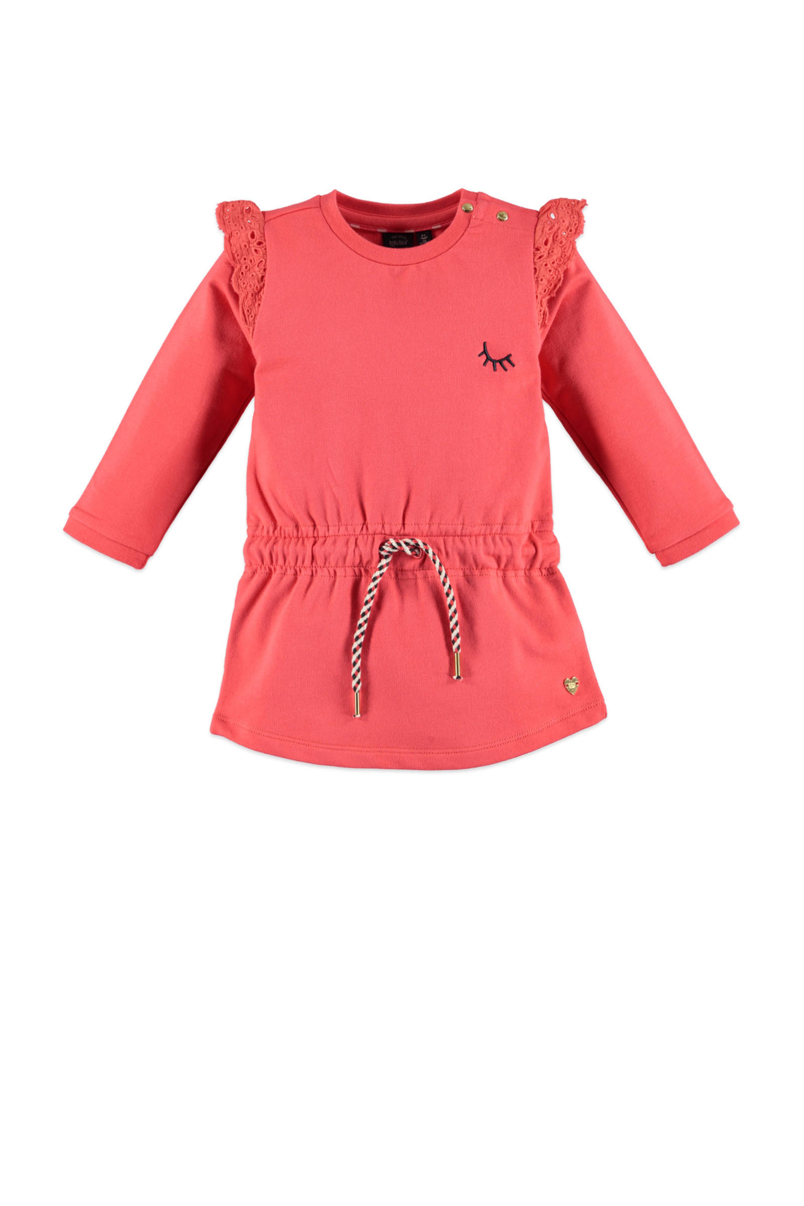 Babyface fleece jersey jurk met ruches roze | wehkamp Babyface baby fleece vest en ruches roze | wehkamp