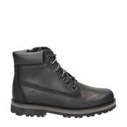 thumbnail: Zwarte jongens Timberland Courma Kid 6 Inch nubuck veterboots met rits- en vetersluiting en effen