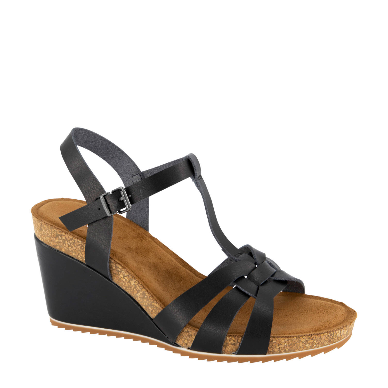 Graceland Dames Zwarte sandalette sleehak - Schoenen.nl