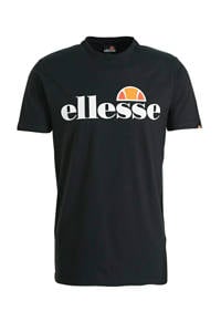 Zwarte heren Ellesse T-shirt van katoen met logo dessin, korte mouwen en ronde hals