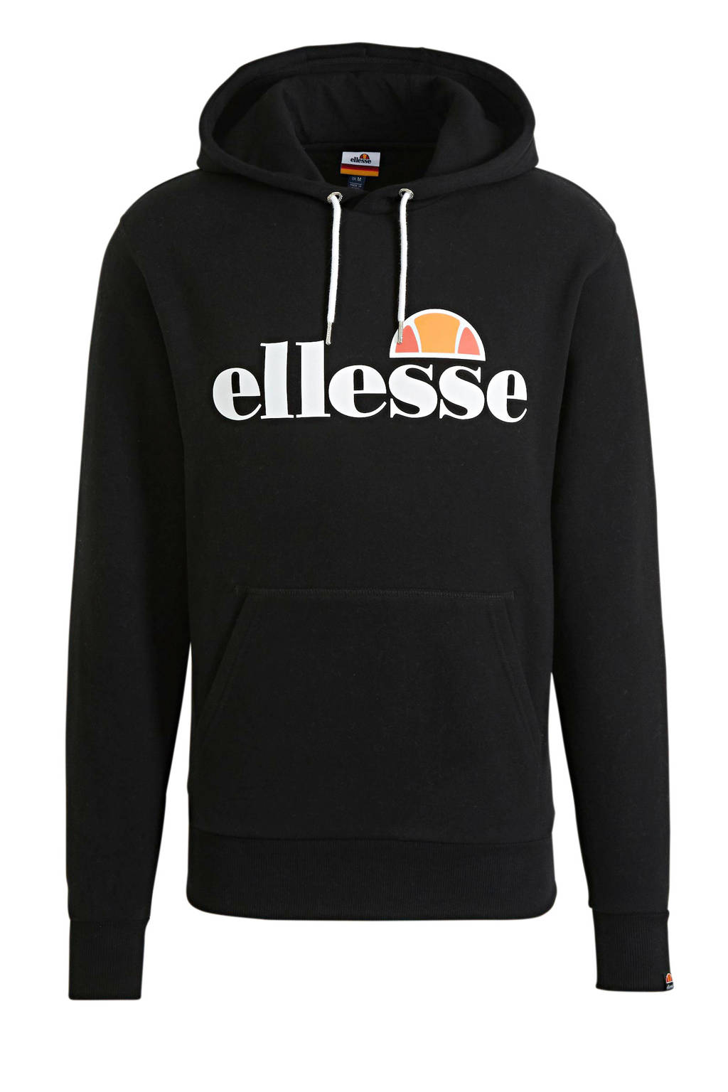 Zwarte heren Ellesse hoodie van katoen met logo dessin, lange mouwen en capuchon