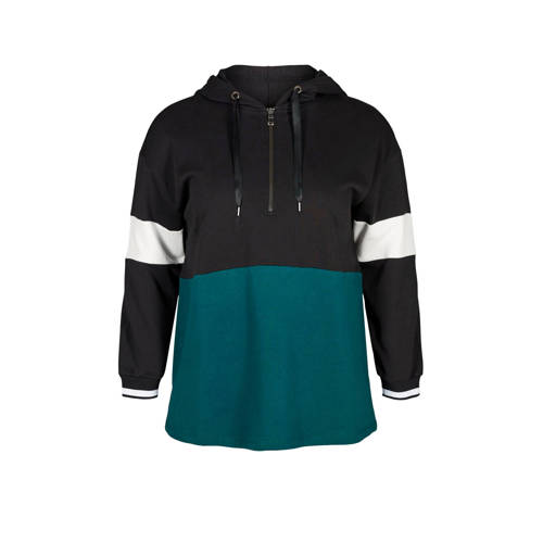 ACTIVE By Zizzi sportsweater zwart/wit/groen