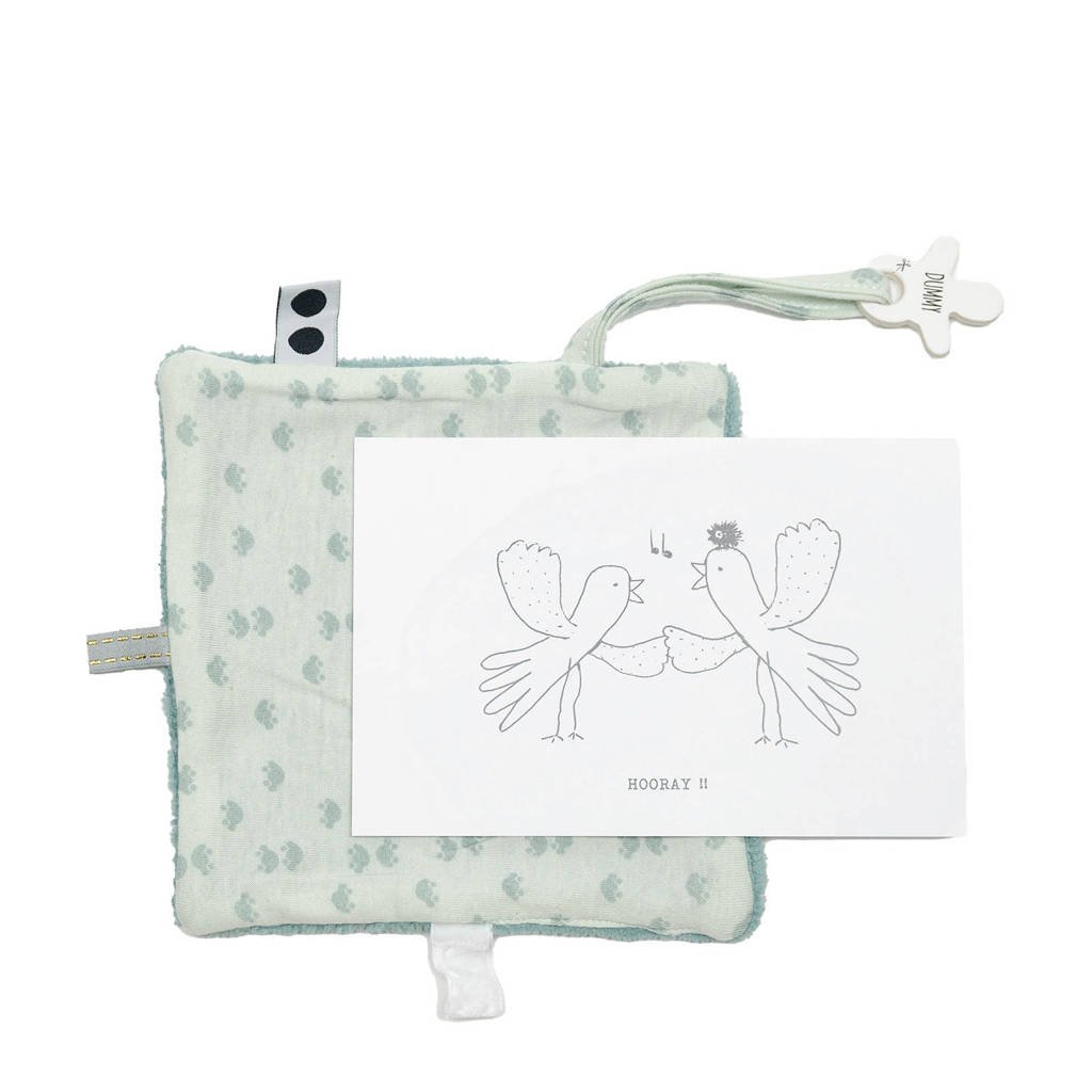 Snoozebaby geboortekaartje met knuffeldoekje in een envelop lichtroze knuffeldoekje, Lichtroze/geel