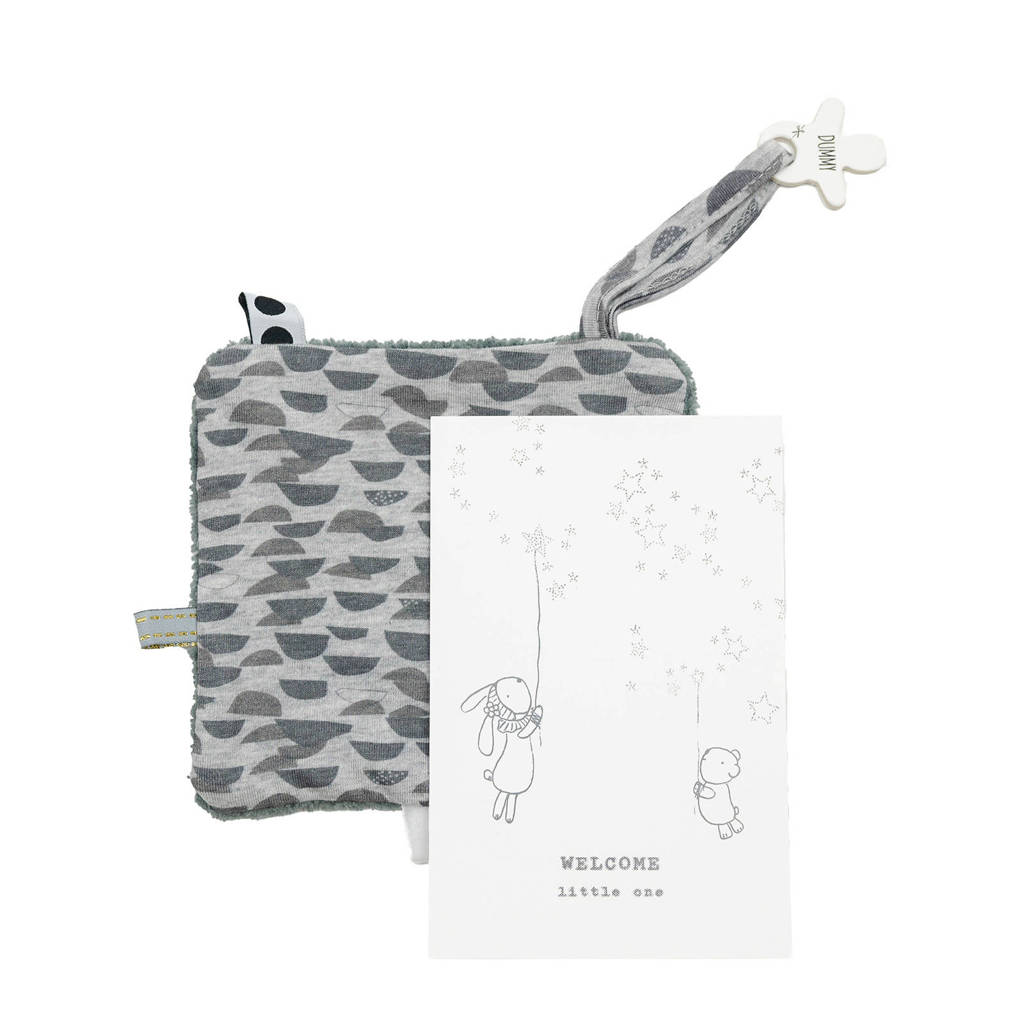 Snoozebaby geboortekaartje met knuffeldoekje in een envelop frost grey knuffeldoekje, Frost grey