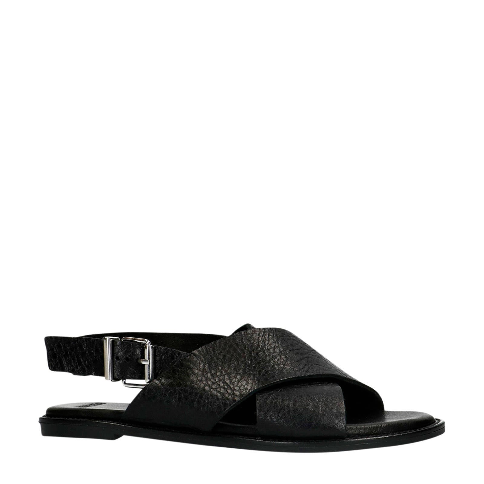Manfield leren sandalen zwart | wehkamp
