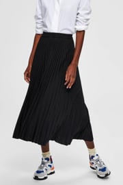 thumbnail: Zwarte dames SELECTED FEMME rok gemaakt van gerecycled polyester en met elastische tailleband