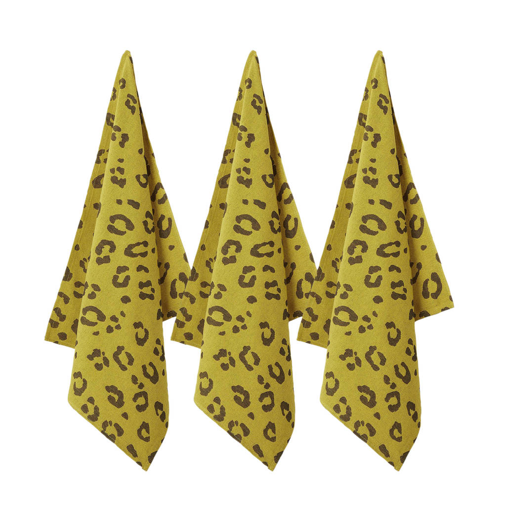 Wehkamp Home Theedoek Mini Panter 65x60 Cm Set Van 3 Wehkamp