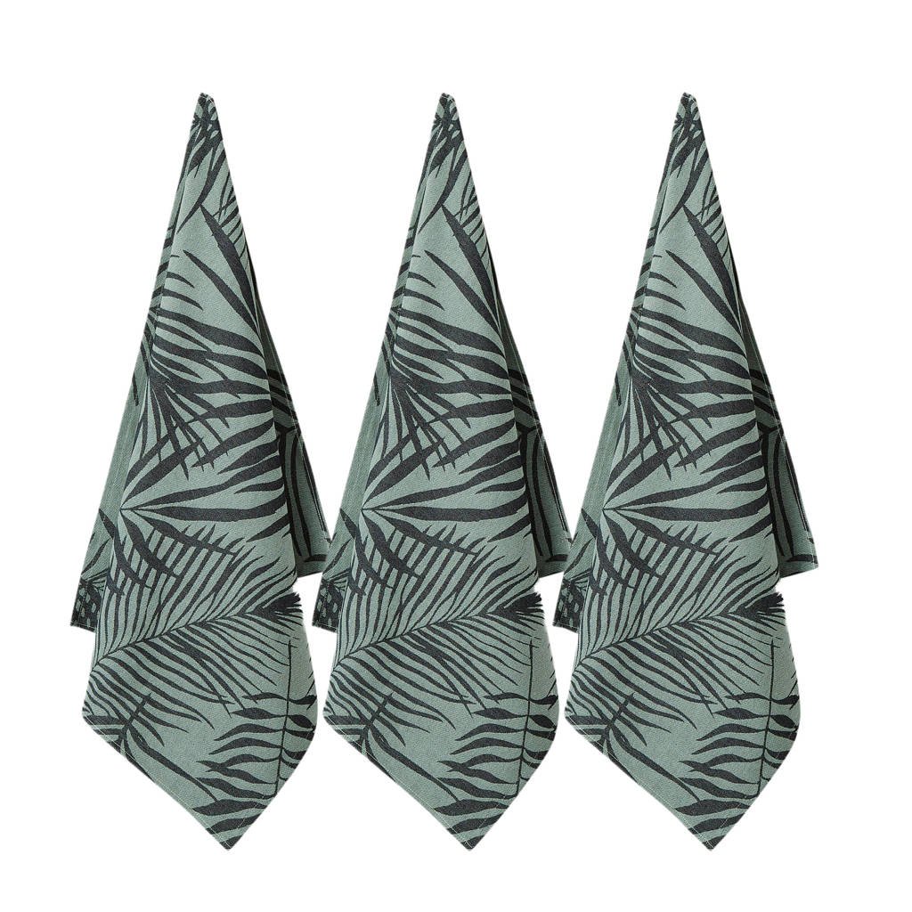 Wehkamp Home theedoek palm shades (65x60 cm) (set van 3)