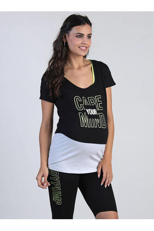 zwangerschaps sporttop met printopdruk zwart