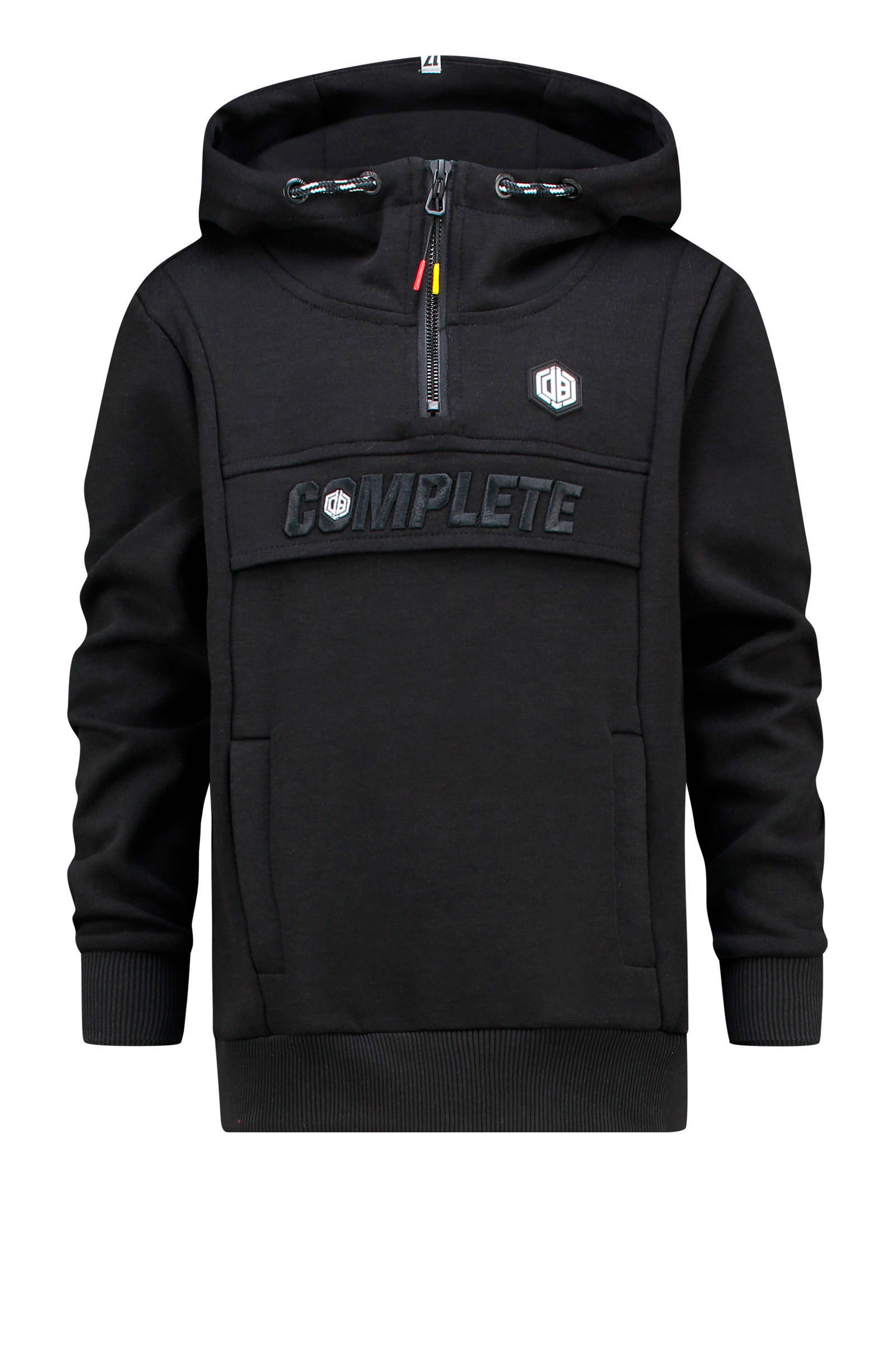 Vingino Daley Blind hoodie Daley Blind met tekst zwartgeel Vingino Daley Blind sweater Daley Blind met logo zwartgeel