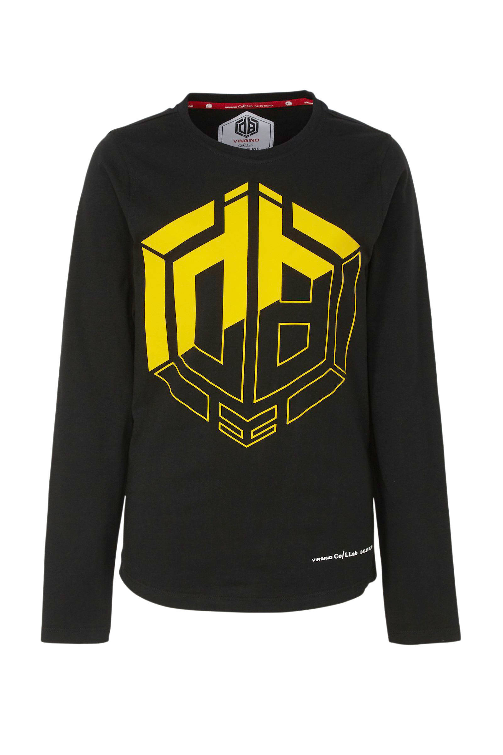 Vingino Daley Blind sweater Daley Blind met logo zwartgeel Vingino Daley Blind sweater Daley Blind met logo zwartgeel