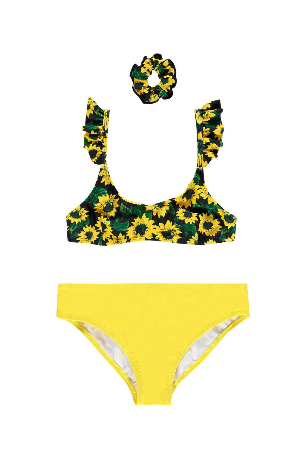 Vingino bikini Zelia met scrunchie zwart/geel, Zwart/geel
