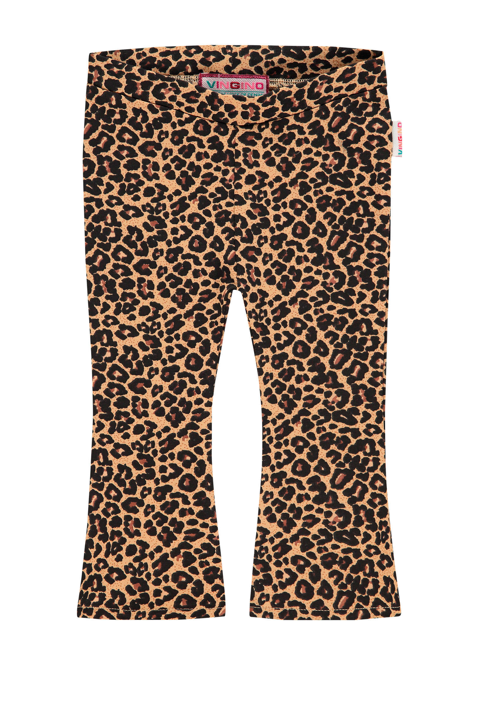 Vingino flared broek Souraja mini met panterprint bruin/zwart | wehkamp