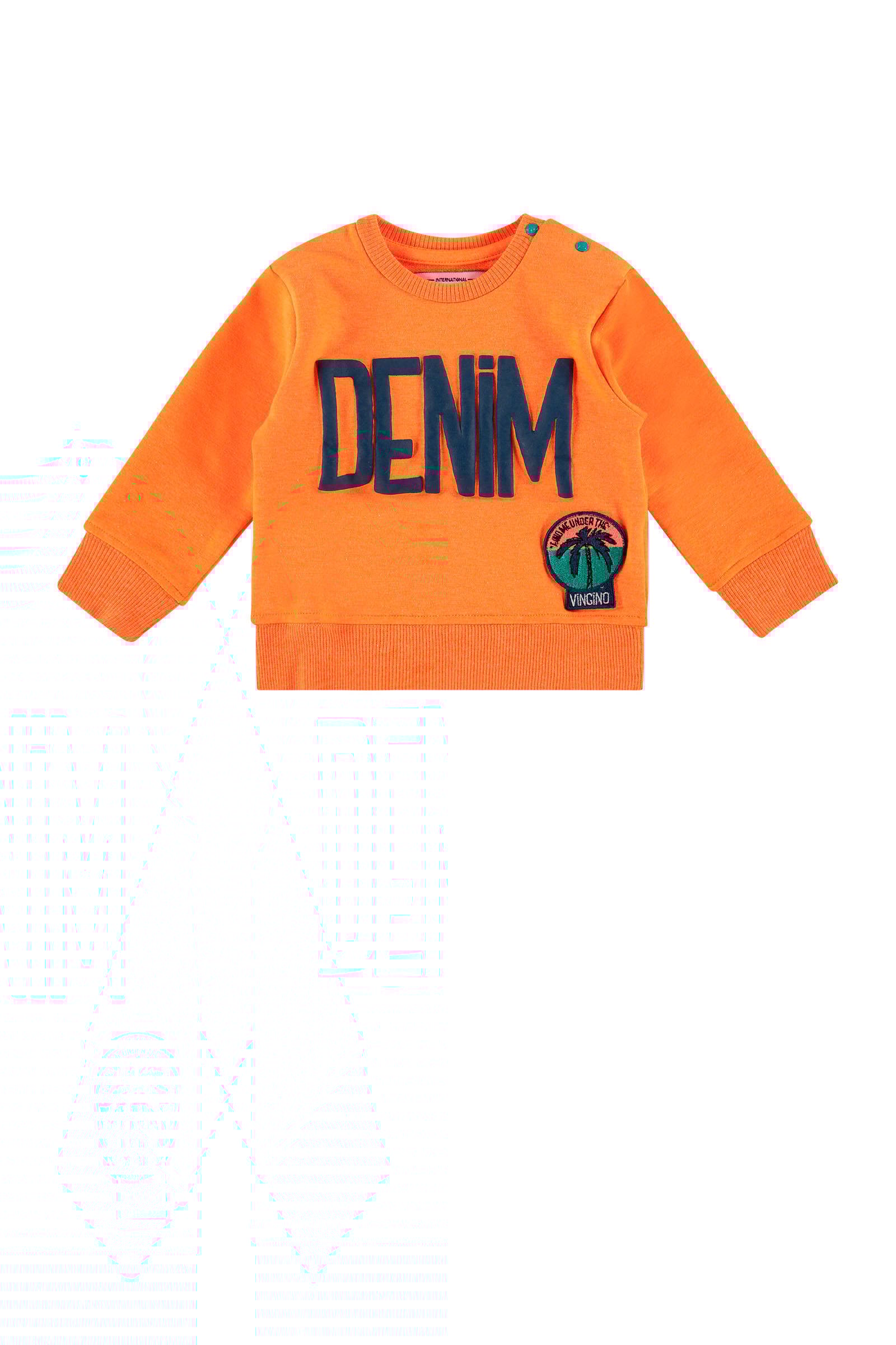 Vingino sweater Nash mini met tekst en 3D applicatie neon Vingino sweater Nash mini met tekst en 3D applicatie neon