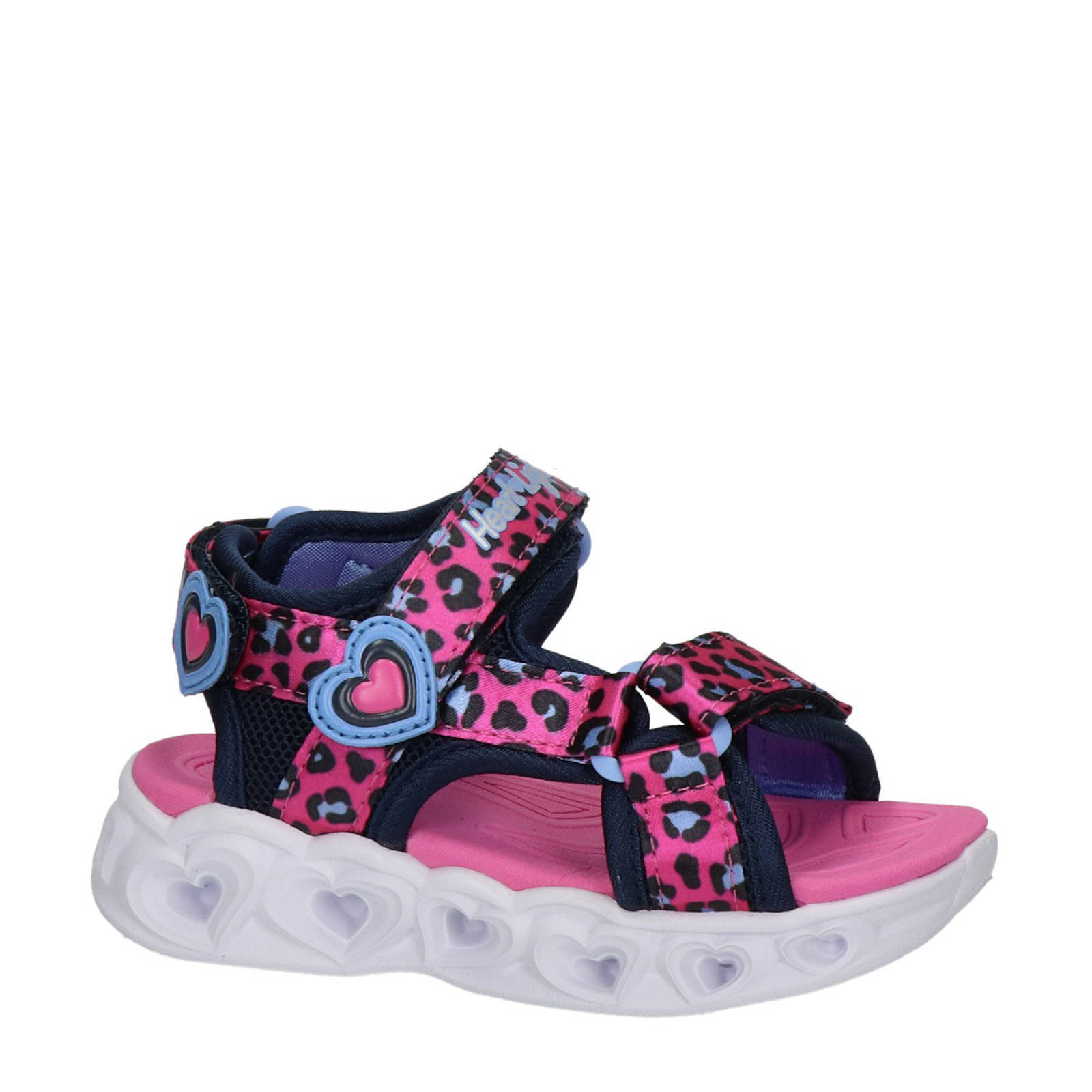 Skechers Heart Lights sandalen met lichtjes panterprint roze | wehkamp