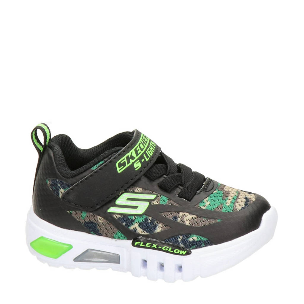 Groene jongens Skechers Camo Rondler sneakers met lichtjes van nylon met veters