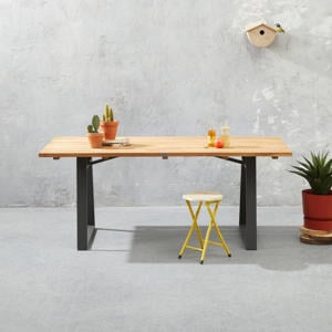 Exotan Tuintafel Sydney - Teak/Metaal - Naturel - 75x185x90