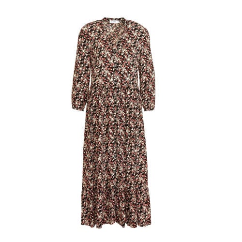 CALVIN KLEIN gebloemde maxi jurk rood ecru zwart CALVIN KLEIN gebloemde maxi jurk rood ecru zwart