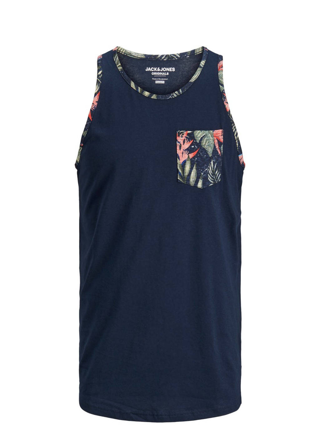 JACK & JONES JUNIOR singlet Eli met contrastbies donkerblauw, Donkerblauw