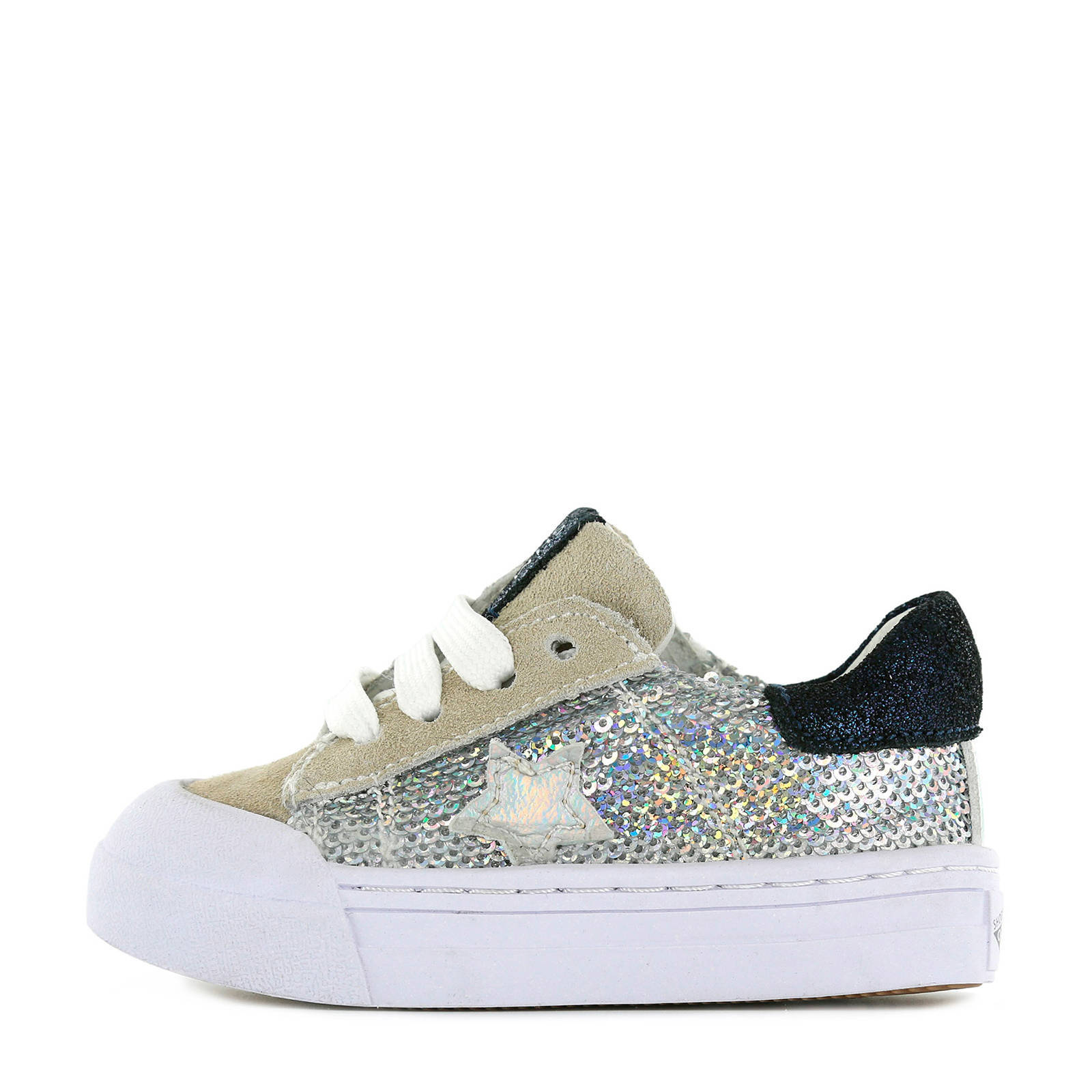 Shoesme BM20S006-G suède sneakers beige/zilver - Schoenen.nl